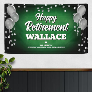 Green and Silver Happy Retirement  Banner