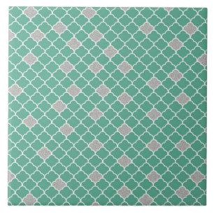 Green and Silver Moroccan Ceramic Tile