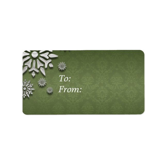 Green and SIlver Snowflake Gift Tag (Front)