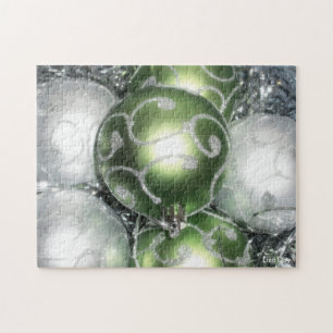 'Green and Silver Sparkle' Jigsaw Puzzle