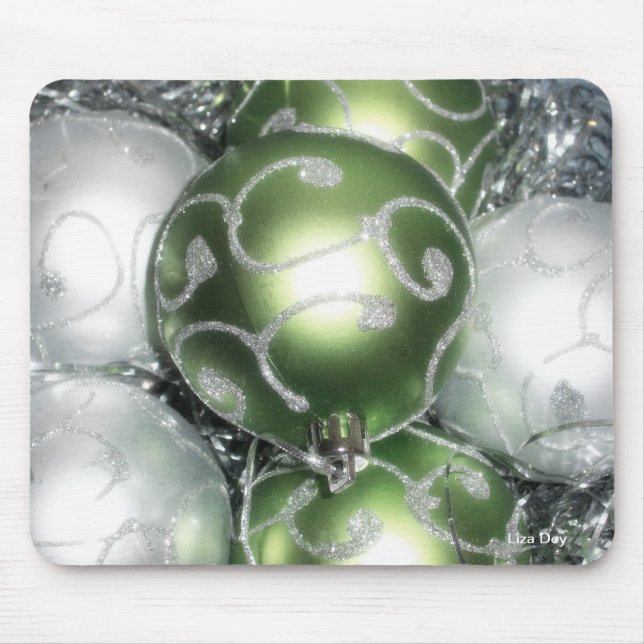 'Green and Silver Sparkle' Mousepad (Front)