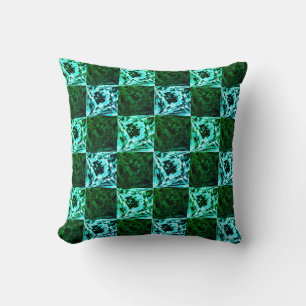 Green and sky blue chess or cyan, with rectangle cushion