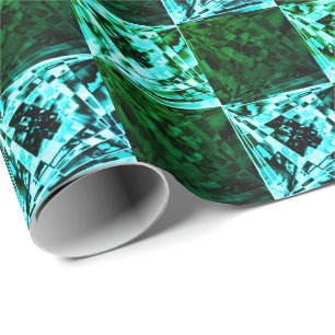 Green and sky blue chess or cyan, with rectangle wrapping paper
