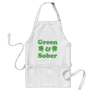 Green and Sober St. Patrick's Day Sobrietiy Standard Apron