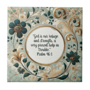 Green and Tan Frame Bible Verses  Ceramic Tile