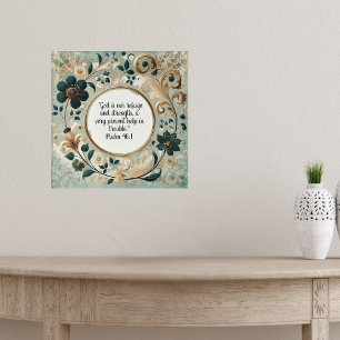 Green and Tan Frame Bible Verses Poster