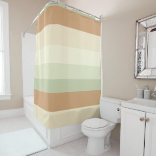 green and tan stripes shower curtain