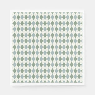 Green and Taupe Argyle Pattern-Elegant Versatile Napkin