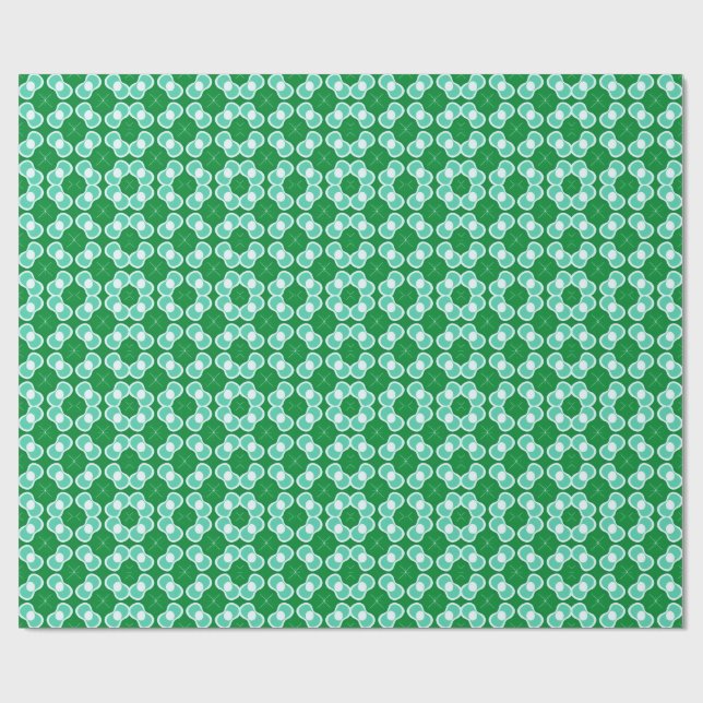 Green and Teal Abstract Pattern Wrapping Paper (Flat)