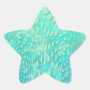 Green and Teal Digital Abstract Art Star Sticker