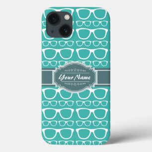 Green and Teal Geek Glasses Personalised iPhone 13 Case