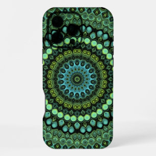 Green and Teal Kaleidoscope Mandala Pattern iPhone 16 Pro Max Case