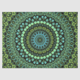 Green and Teal Kaleidoscope Mandala Pattern Tissue Paper