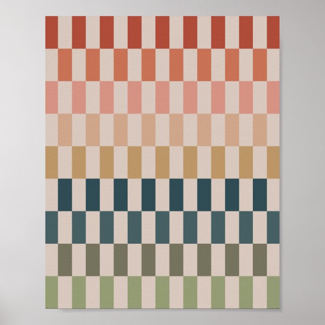 Green And Terracotta Stripes Poster (Front)