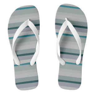 Green and Turquoise Abstract Stripes Thongs