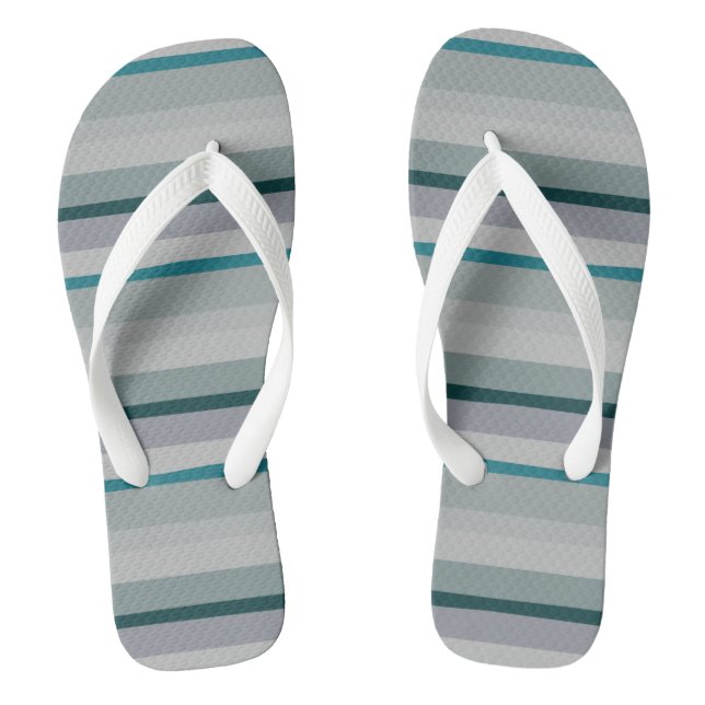 Green and Turquoise Abstract Stripes Thongs (Footbed)