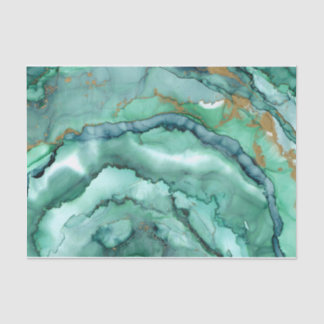 Green and Turquoise Abstract Watercolor Marble Tissue Paper