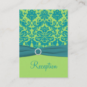 Green and Turquoise Damask Enclosure Card