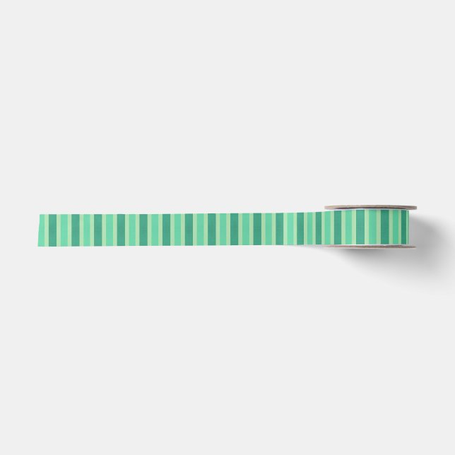 Green and Turquoise Stripes Satin Ribbon (Front)