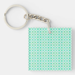 green and turquoise textured dots key ring