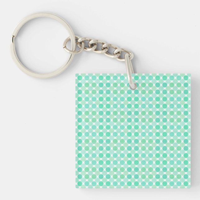 green and turquoise textured dots key ring (Front)