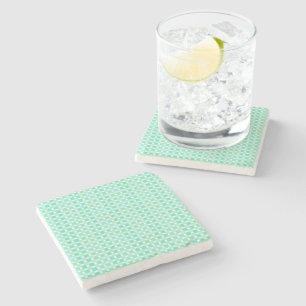 green and turquoise textured dots stone coaster