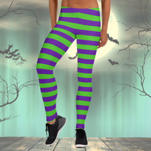 Green and violet stripes  leggings
