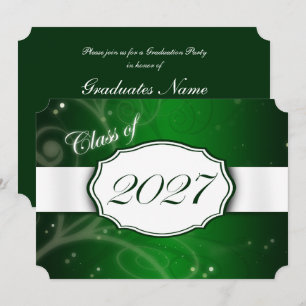 Green and White 2027 Graduation Party Invitation