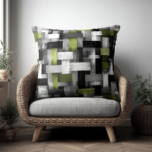 Green and White Abstract Pattern Cushion