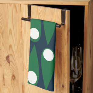 Green and White Abstract Pattern Tea Towel