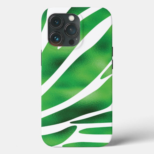 Green and White Abstract Stripes  Case-Mate iPhone Case (Back)