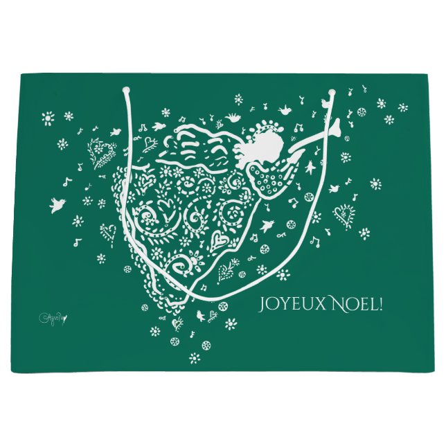 Green and White Angel gift bag (Front)