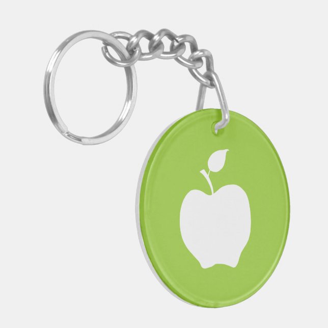 Green and White Apple Key Ring (Front Left)