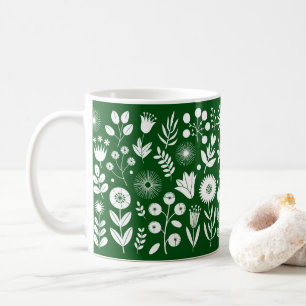 Green and White Boho Wildflower Coffee Mug