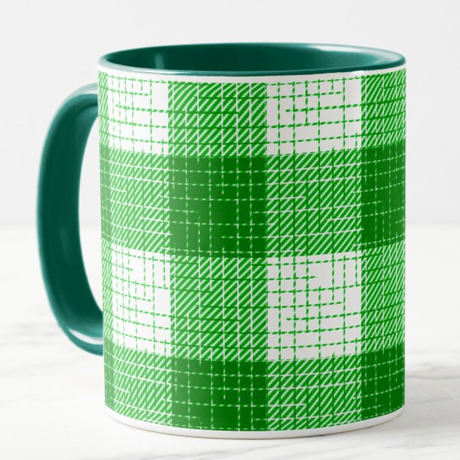 Green and White Bold Checkered Plaid Design  Mug (Creator Uploaded)