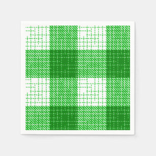 Green and White Bold Chequered Plaid Design  Napkin