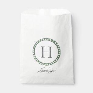 Green and White Botanical Block Print Favour Bag