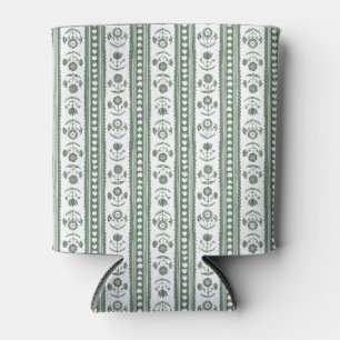Green and White Botanical Block Print Wedding Can Cooler