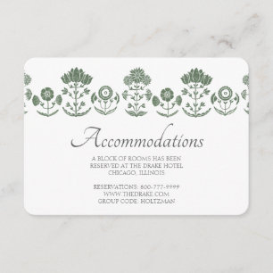 Green and White Botanical Block Print Wedding Enclosure Card
