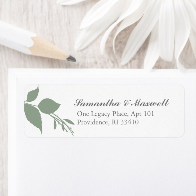 Green and White Botanical Greenery Return Address Label (Insitu)