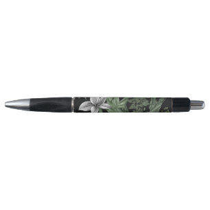 Green and White Botanical Pen