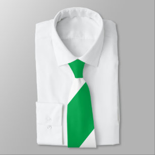 Green and White Broad Regimental Stripe Tie