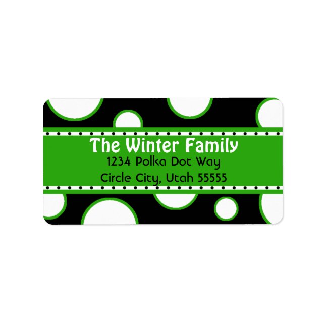 Green and White Bubbles Address Label (Front)
