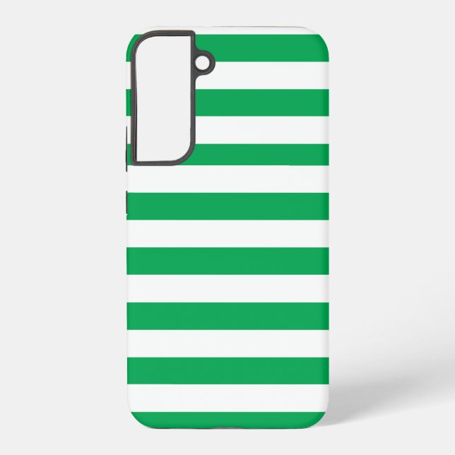 Green and White Cabana Stripes  Samsung Galaxy S22+ Case (Back)