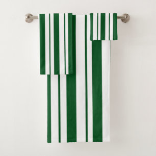 Green and White Candy Cane Stripes Bath Towel Set