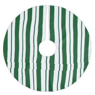 Green and White Candy Cane Stripes Brushed Polyester Tree Skirt