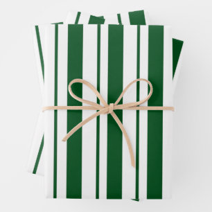 Green and White Candy Cane Stripes Wrapping Paper Sheet