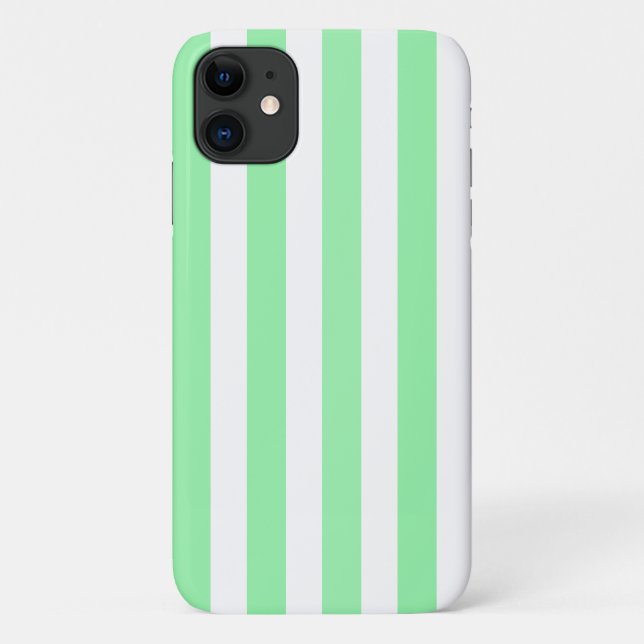 Green and white candy stripes Case-Mate iPhone case (Back)