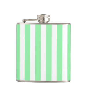 Green and white candy stripes hip flask