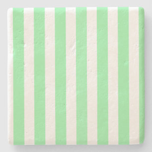 Green and white candy stripes stone coaster